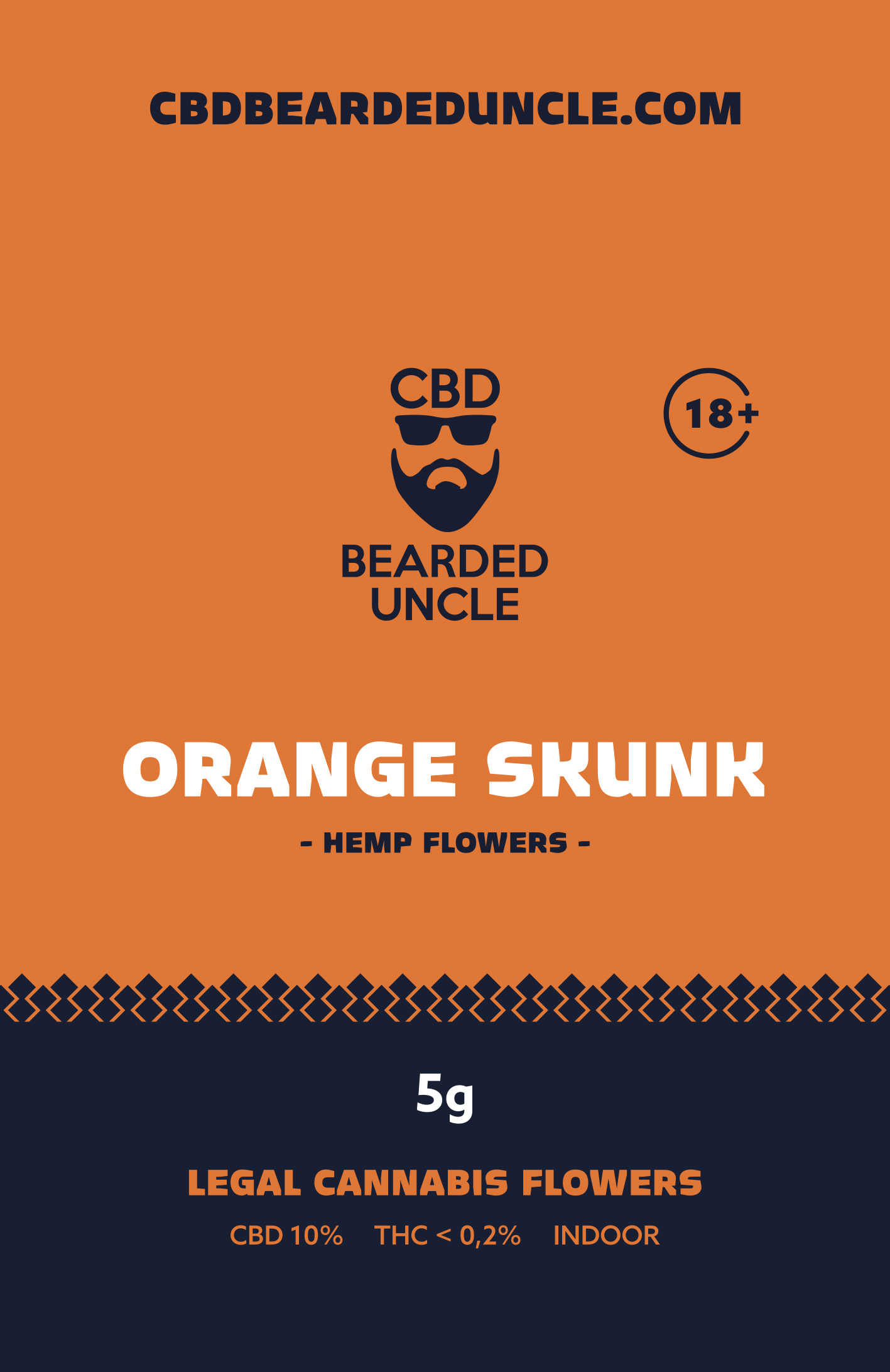 BEARDED UNCLE ORANGE SKUNK INDOOR CBD 10% a THC 0,2% 5g